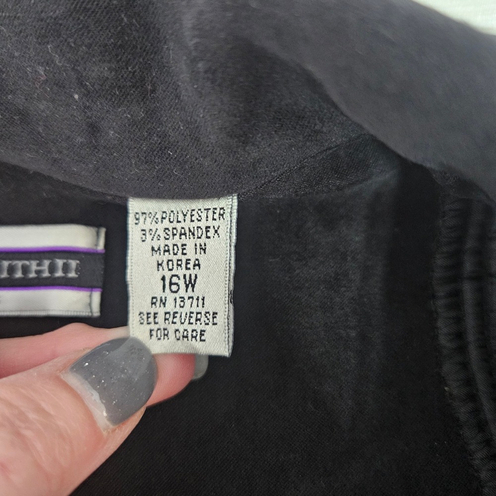 Vtg Amanda Smith II Womens 16W Black Faux Suede Pant Suit 2pc Blazer Set Lagen - Picture 8 of 14